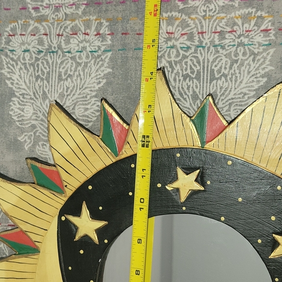 Vintage | Artist Signed Celestial Hand Painted Sun Moon & Stars Mirror - Picture 4 of 14